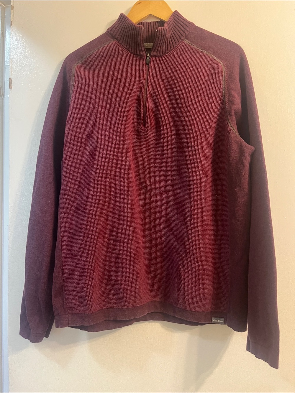 Eddie Bauer Men's Zip-Front Sweater - Burgundy